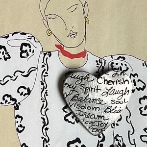 MARCIE Engraved Pewter Heart Brooch/Pendant